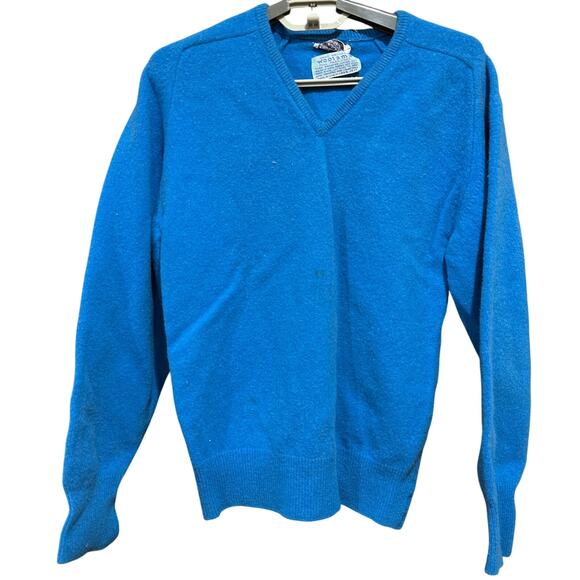 Frederick Nelson Sweater Women Size M Blue V Neck Pullover Lambs Wool STAINS - Picture 1 of 9